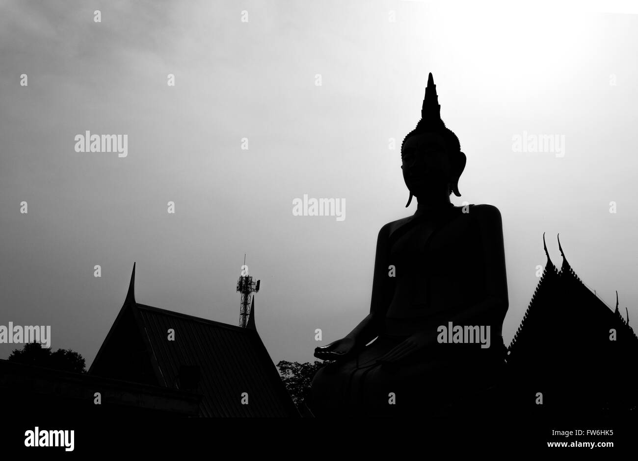 La silhouette des statues de Bouddha Banque D'Images