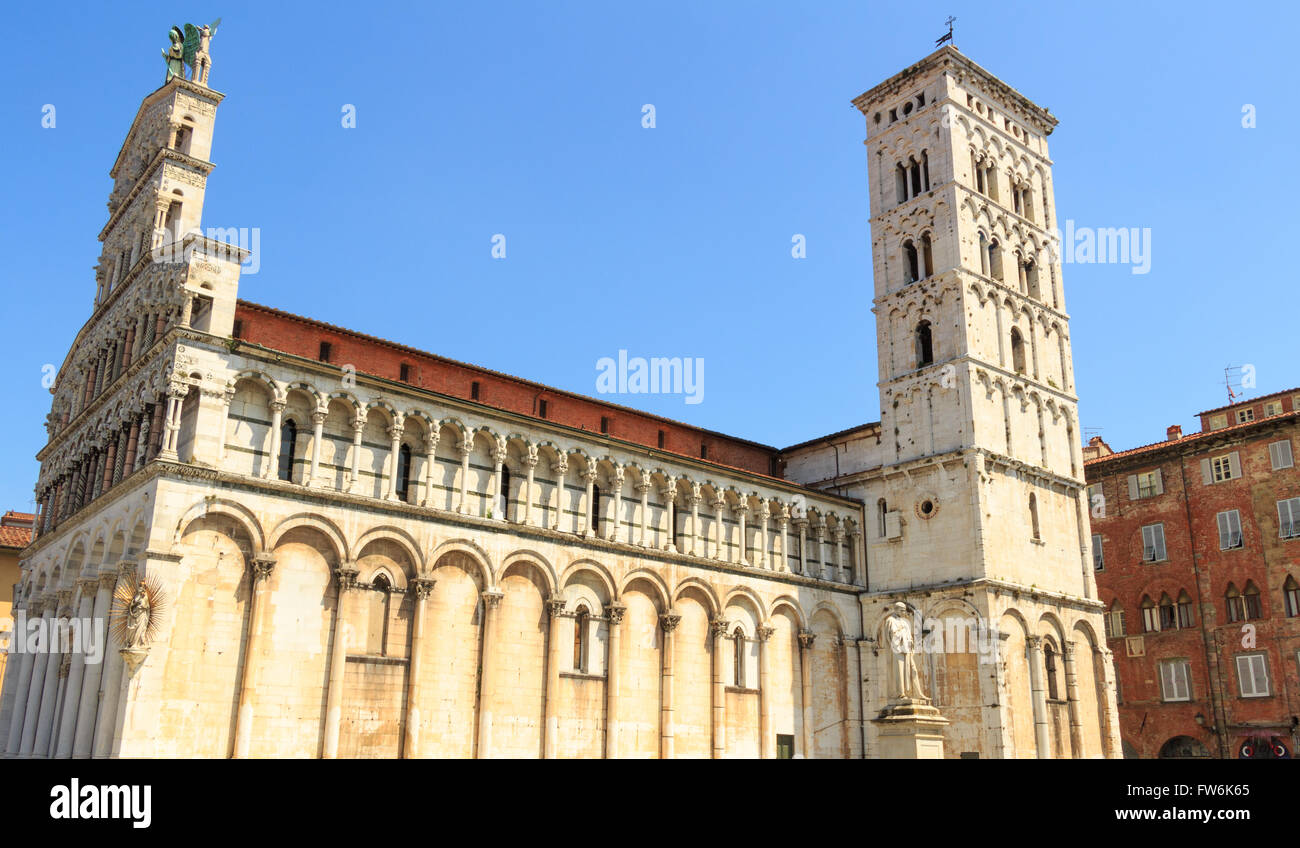 La cathédrale médiévale de San Michele. Lucca, Toscane, Italie. Banque D'Images
