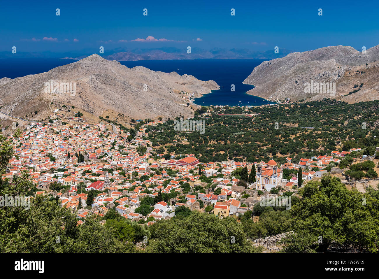 L'île de Symi Grèce Vue de dessus Banque D'Images