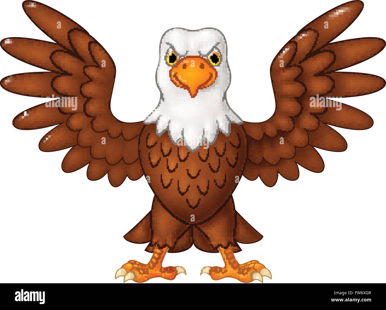 Cartoon Bald Eagle standing avec les ailes étendues Illustration de Vecteur