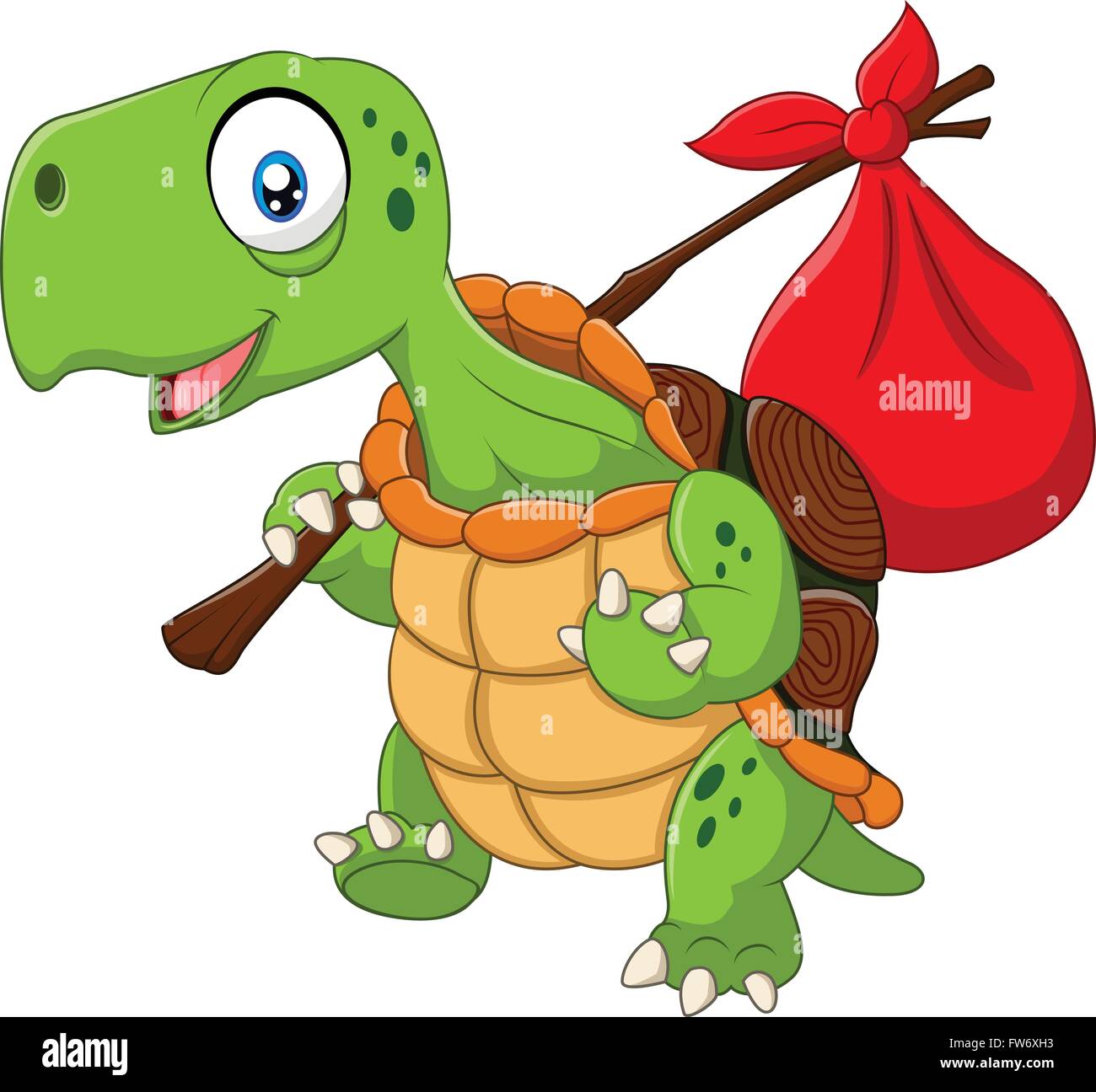 Cartoon funny turtle voyager Illustration de Vecteur