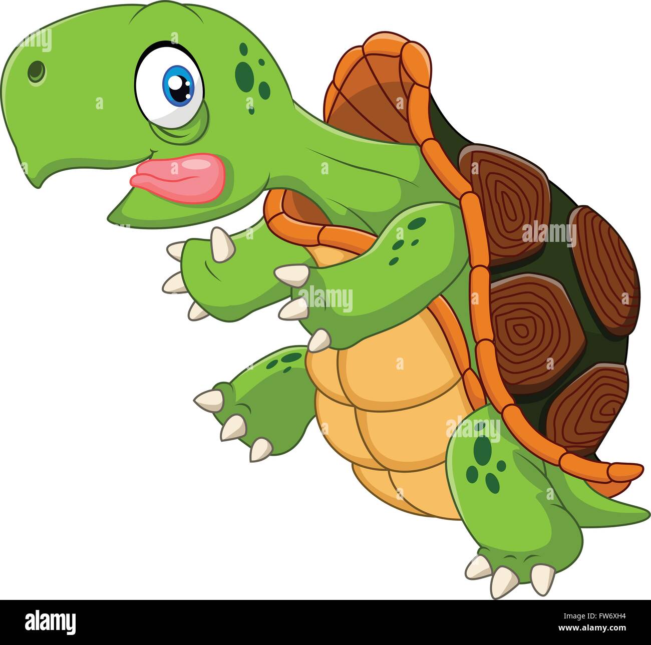 Cartoon funny turtle exécutant Illustration de Vecteur