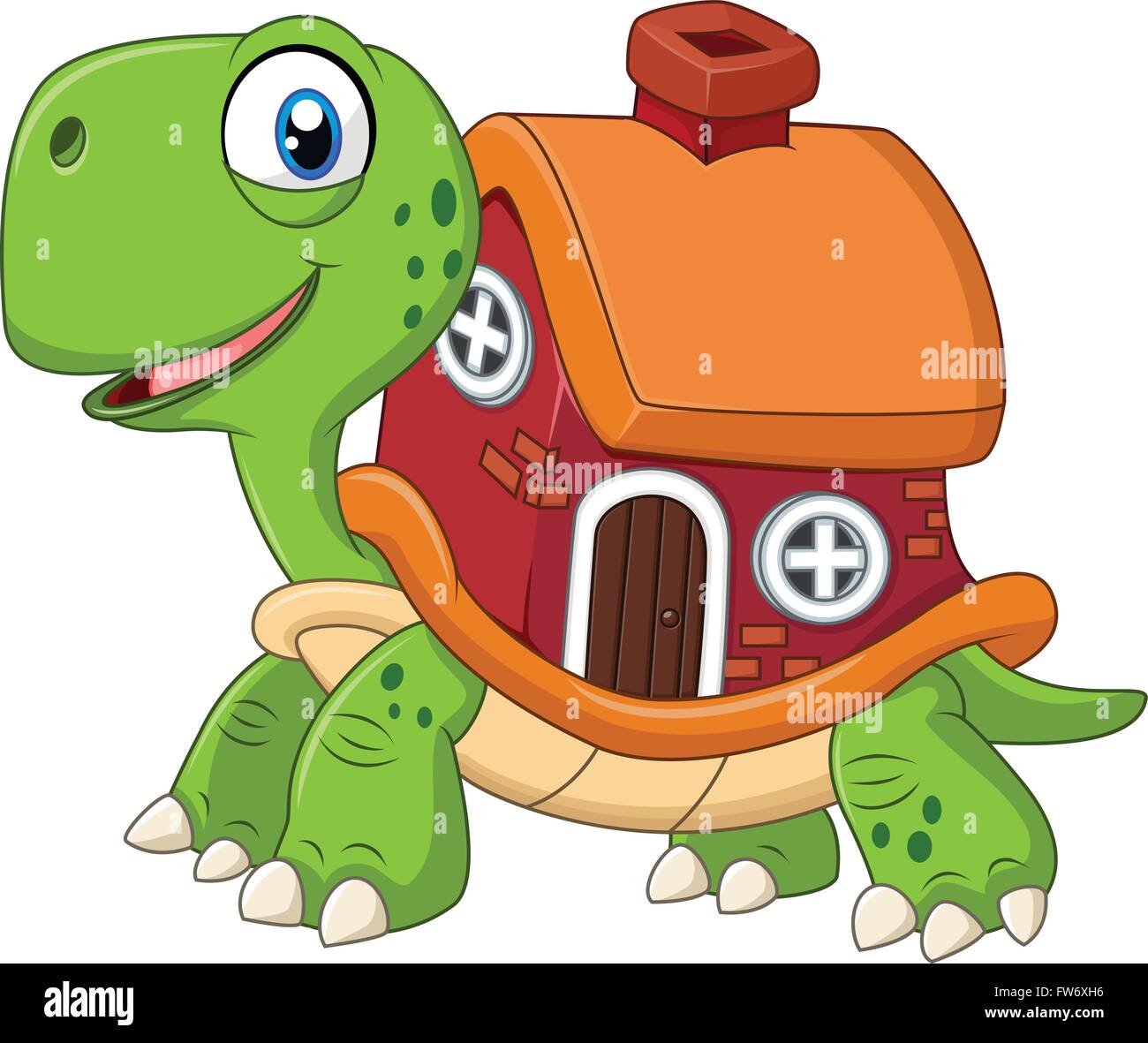 Cartoon funny turtle avec shell house Illustration de Vecteur