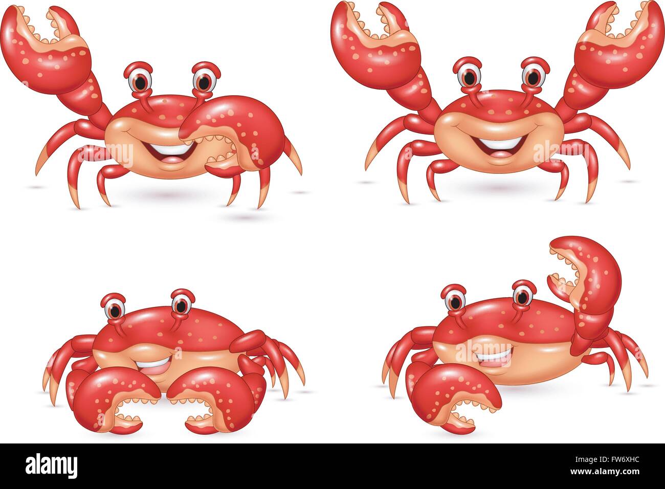Cartoon happy crab collection set Illustration de Vecteur