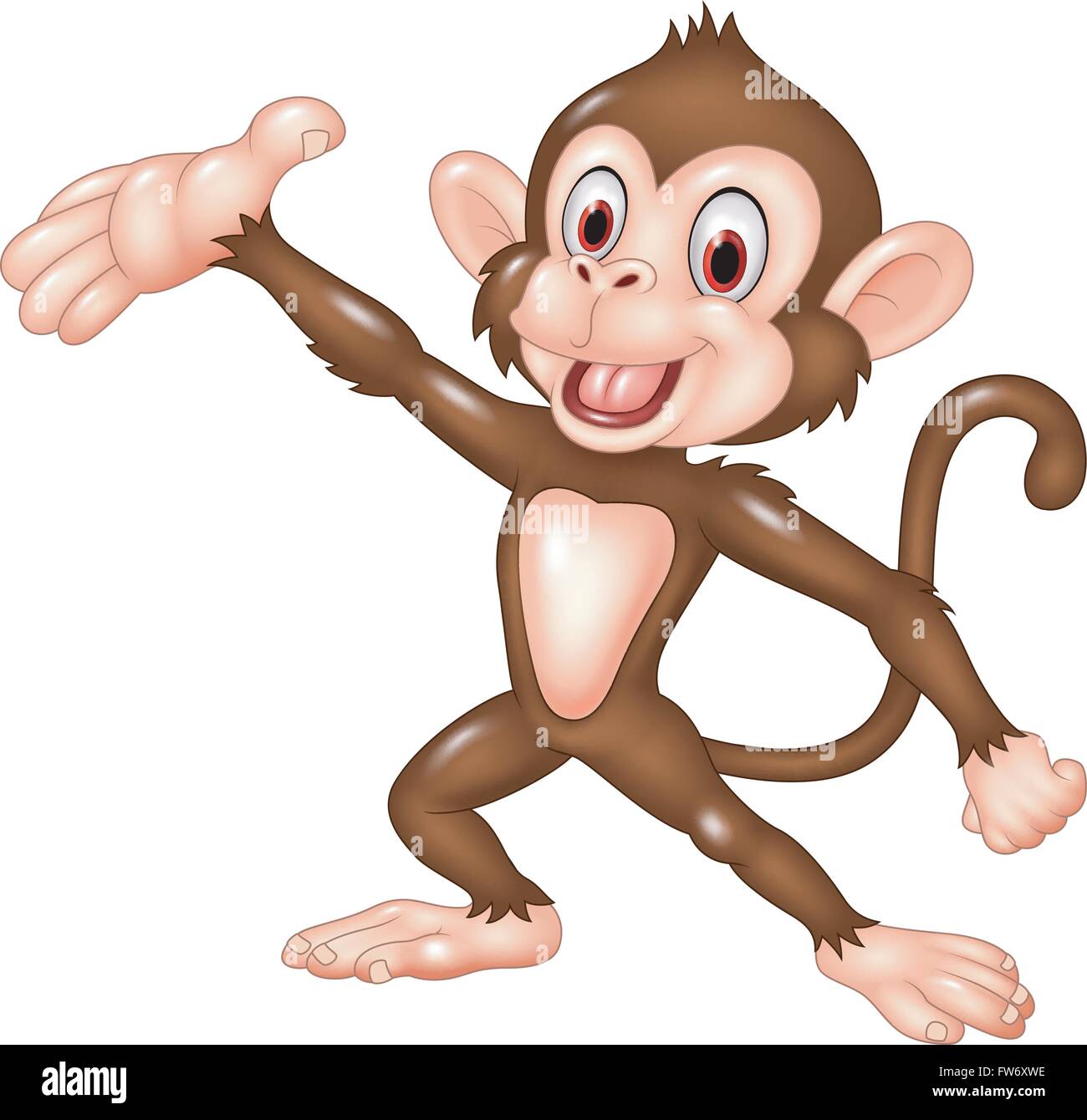 Cartoon funny monkey présentation isolé sur fond blanc Illustration de Vecteur