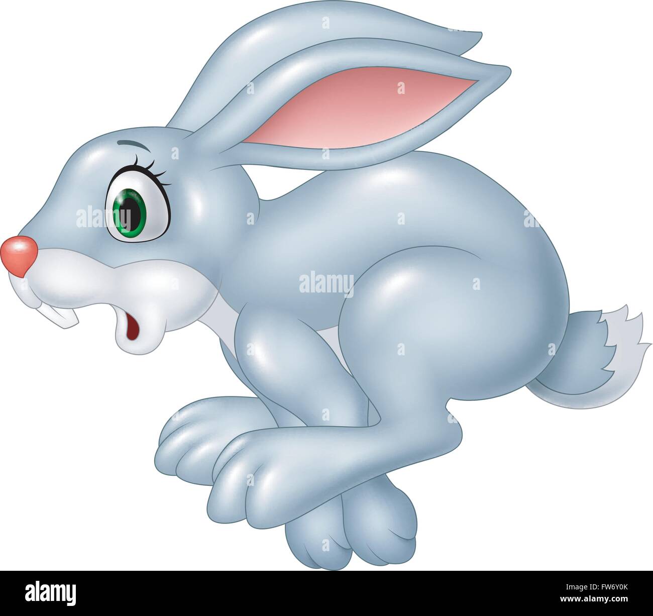 Cartoon lapin panique exécutant isolé sur fond blanc Illustration de Vecteur