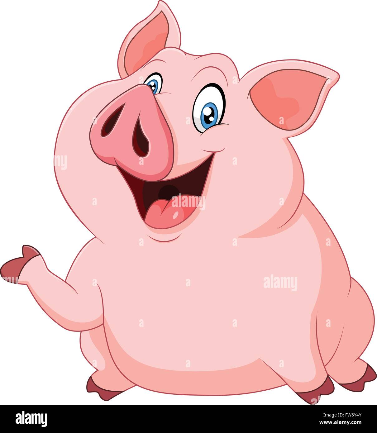 Cute fat pig présentant isolé sur fond blanc Illustration de Vecteur