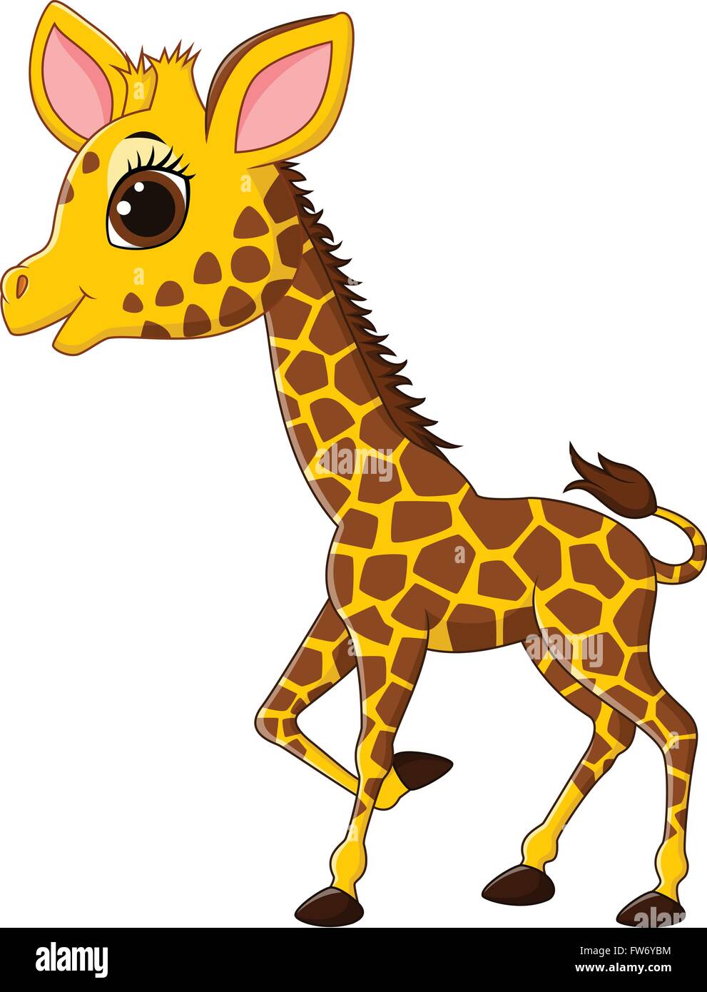 Funny Cartoon bébé girafe isolé sur fond blanc Illustration de Vecteur