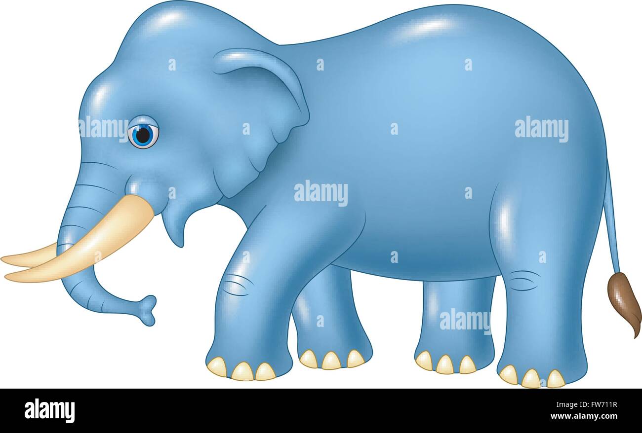 Mascotte éléphant mignon isolé sur fond blanc Illustration de Vecteur