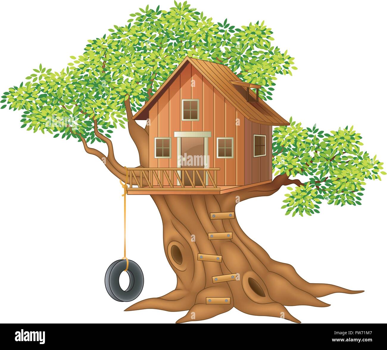 Belle maison de l'arbre cartoon Illustration de Vecteur