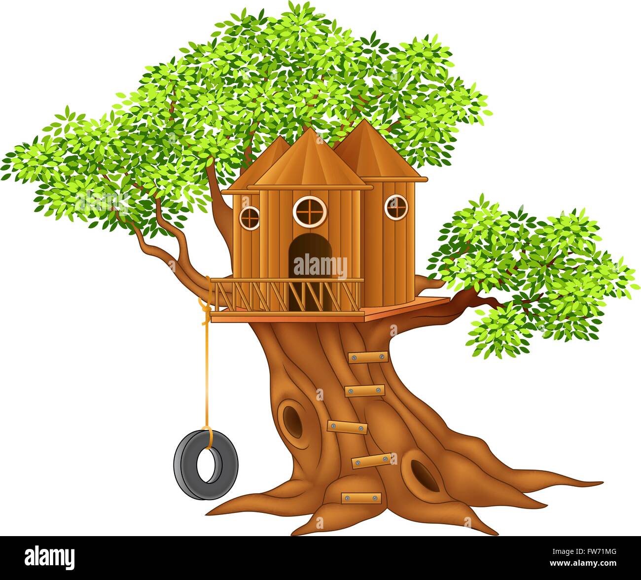 Belle maison de l'arbre cartoon Illustration de Vecteur