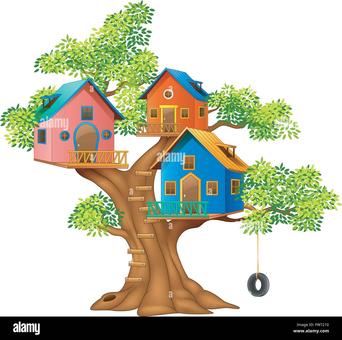 Illustration d'une maison de l'arbre coloré Illustration de Vecteur