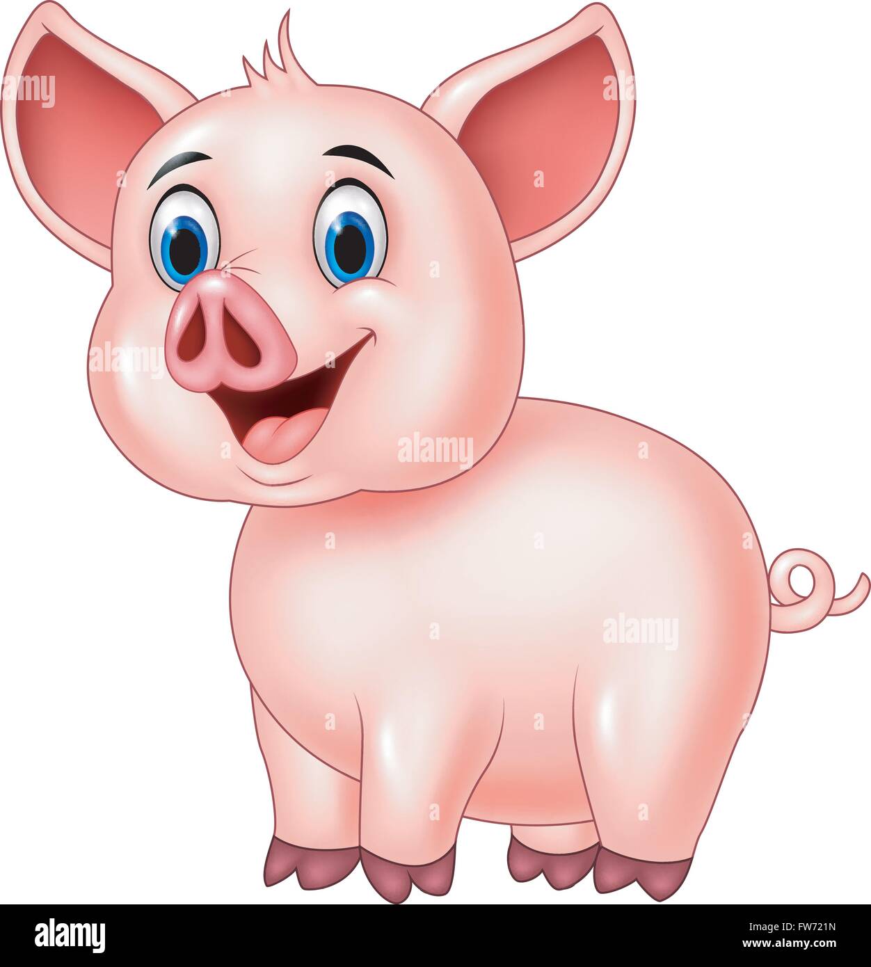 Cochon mignon posant isolé sur fond blanc Illustration de Vecteur