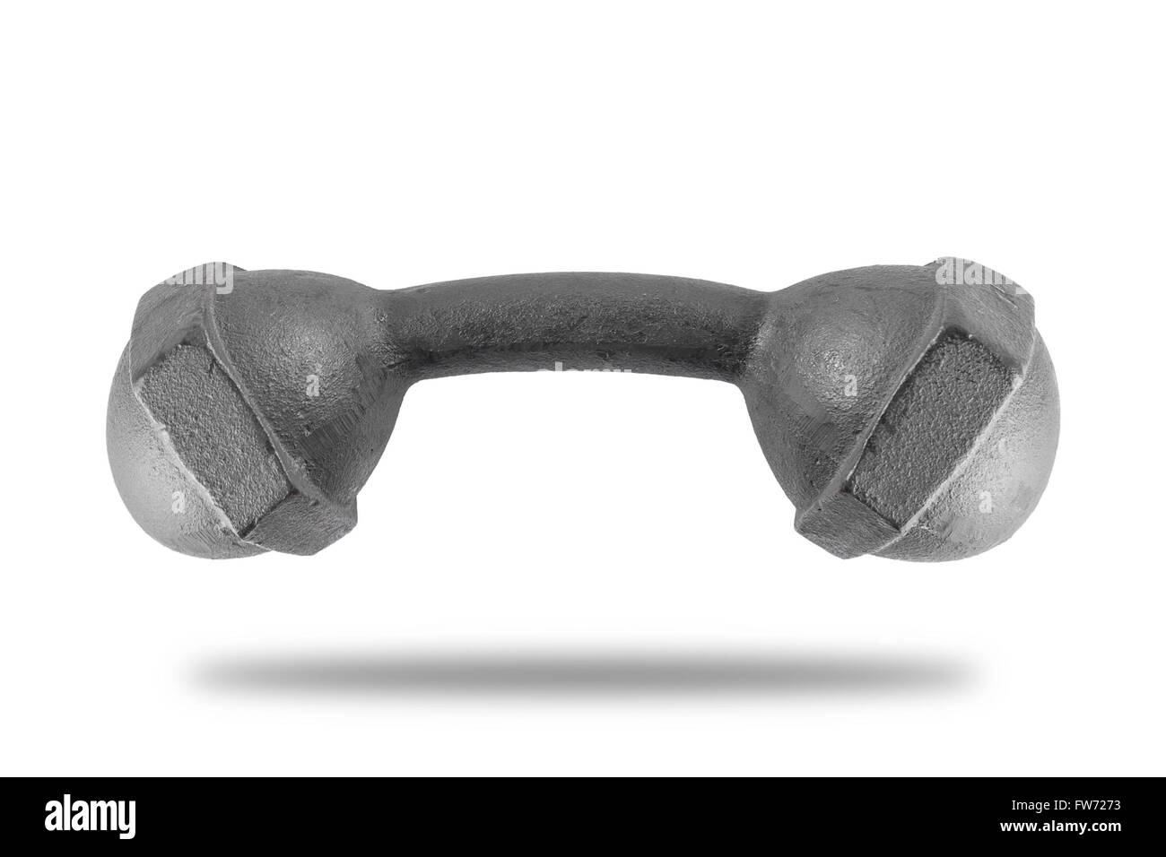 Haltère classique pliage floating isolé sur fond blanc Banque D'Images