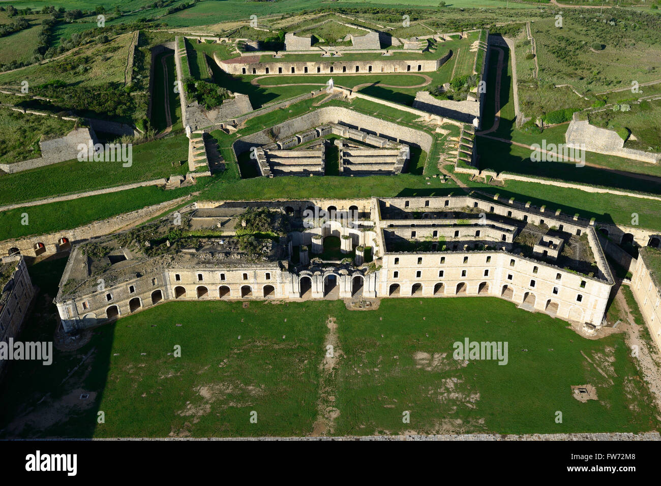 VUE AÉRIENNE.Château de Sant Ferran.Figueres, Costa Brava, province de Gérone, Catalogne, Espagne. Banque D'Images