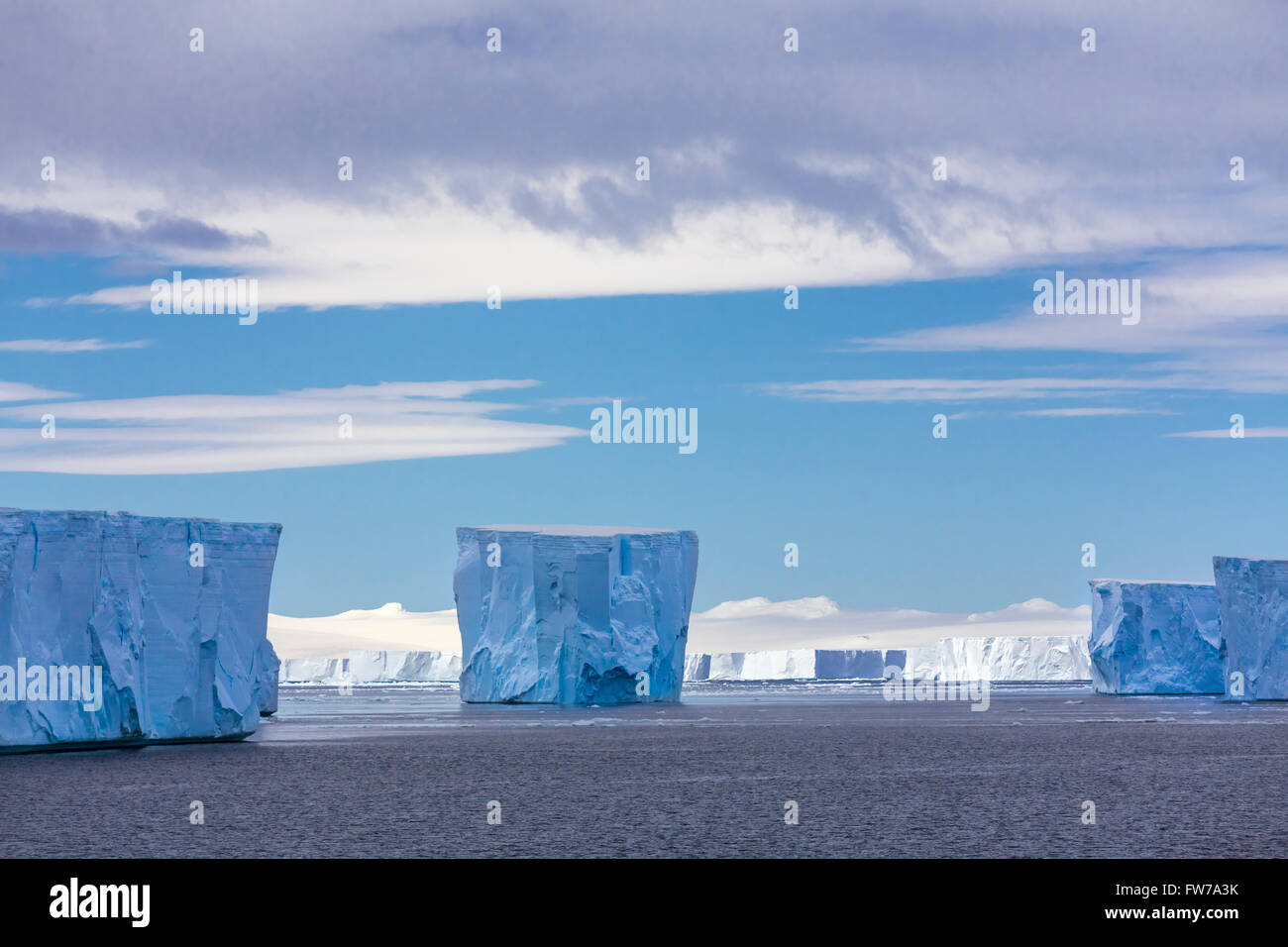 Les icebergs de l'Antarctique dans son, Péninsule Antarctique, l'Antarctique. Banque D'Images