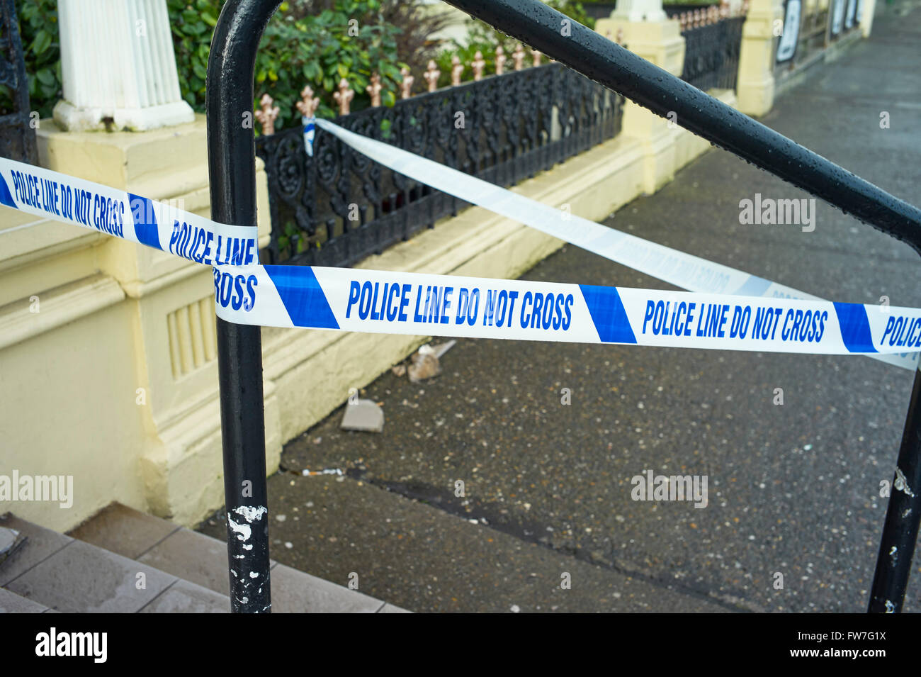 La ligne de police ne croisez pas de ruban adhésif Banque D'Images