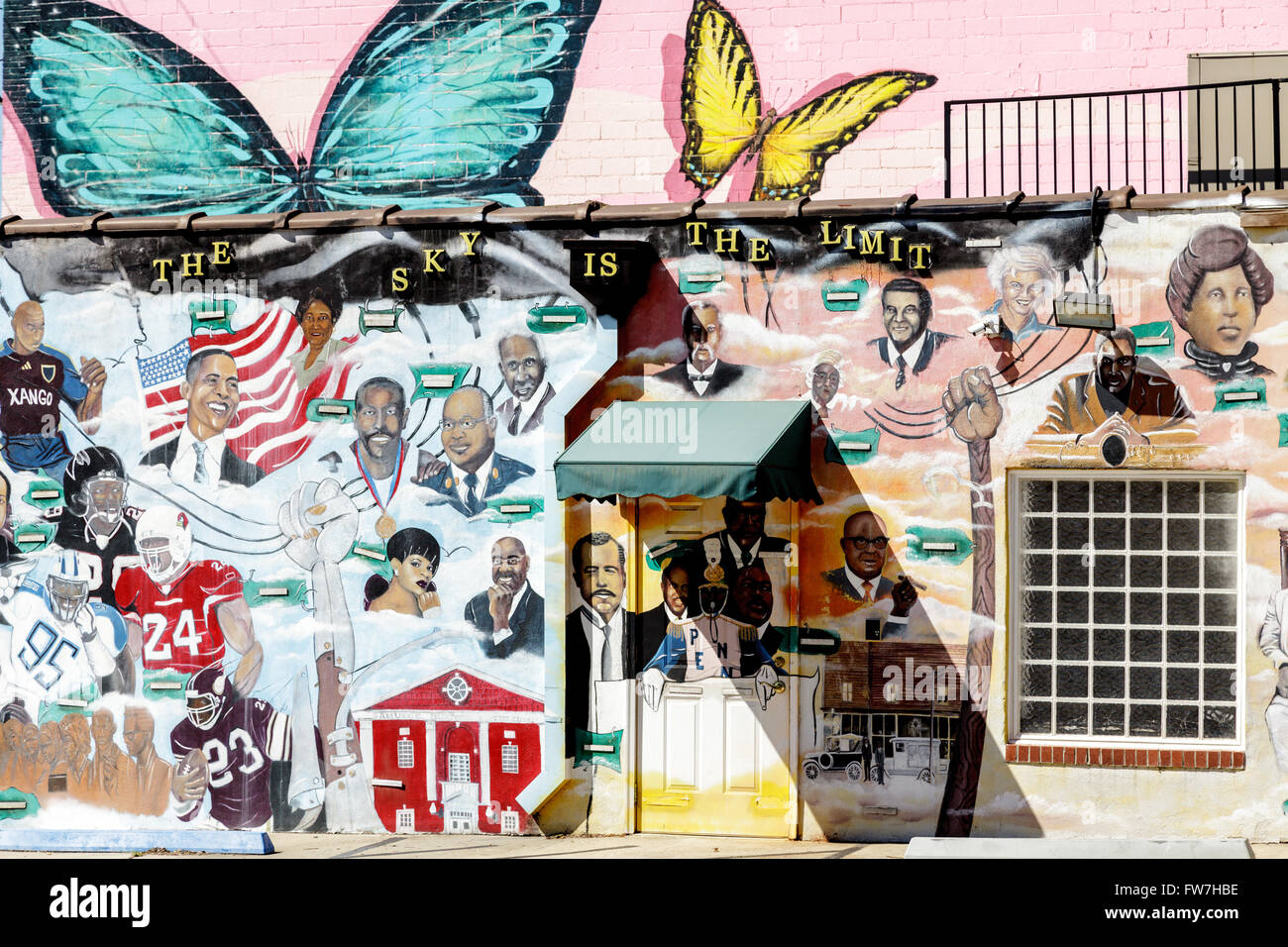 La promotion de la murale réalisée Afro-américains, High Point, Caroline du Nord, USA. Banque D'Images
