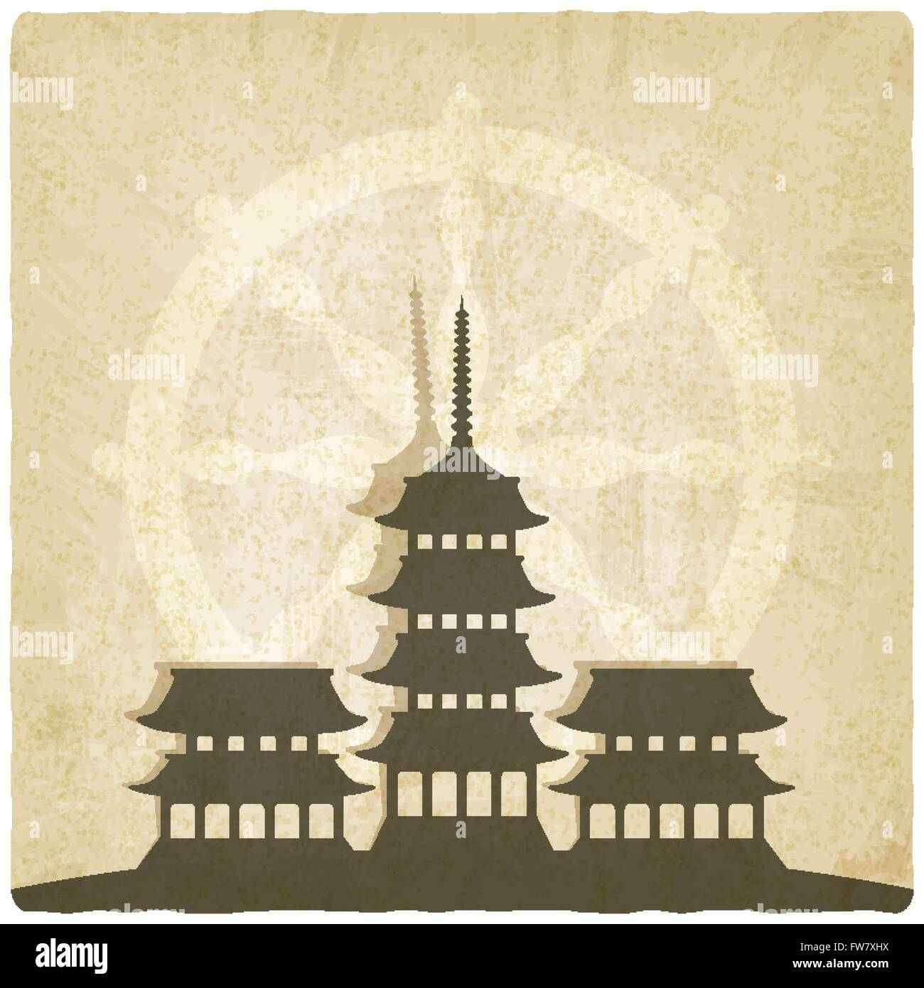 Fond vieux temple bouddhiste - vector illustration EPS 10. Illustration de Vecteur