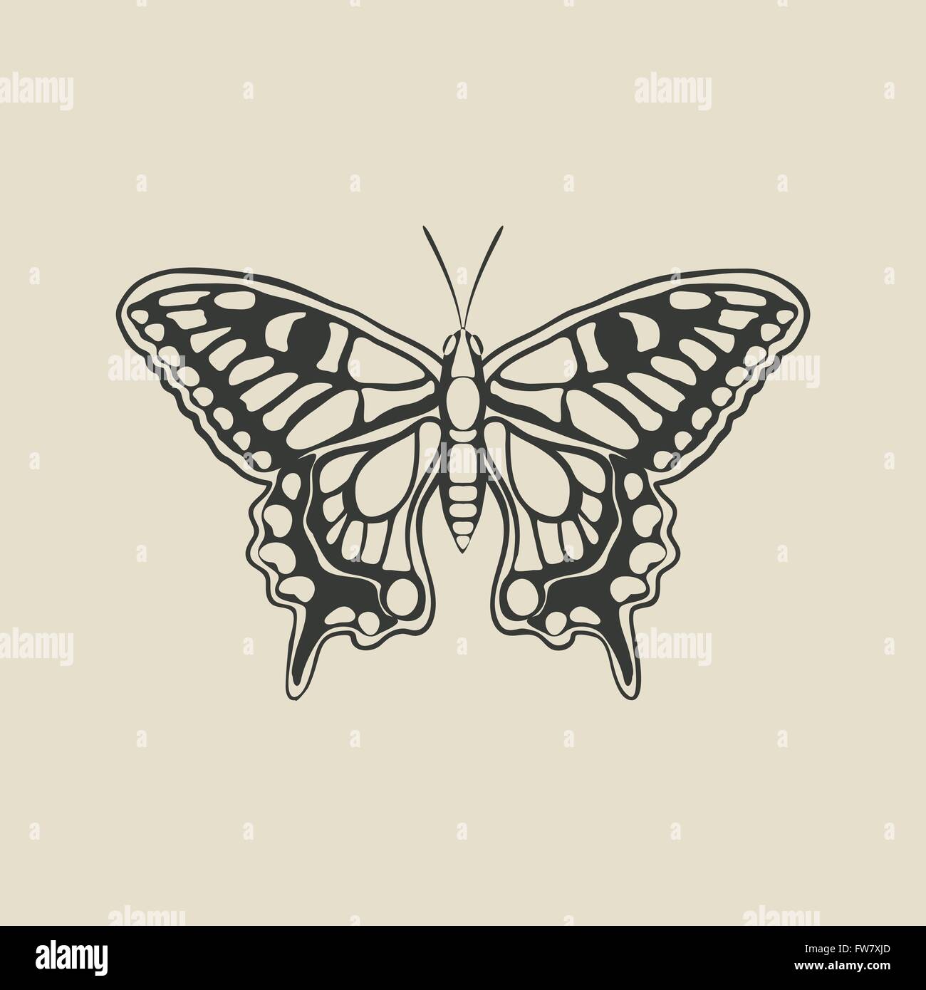 Papillon machaon noir - vector illustration eps 8. Illustration de Vecteur