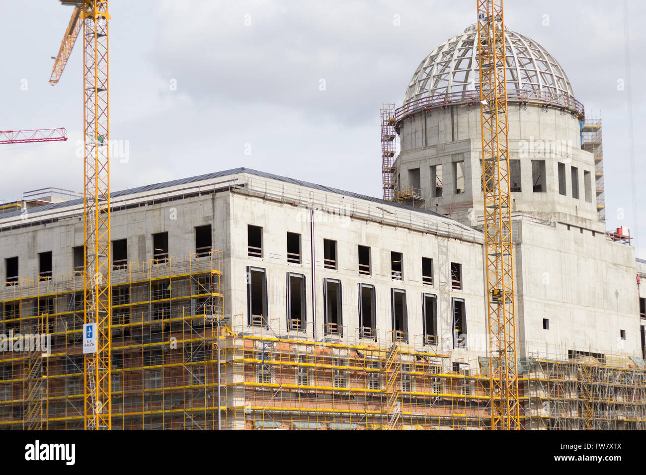 Berlin, Allemagne - 30 mars 2016 : Chantier de la reconstruction du Palais de la ville de Berlin (Berliner Stadtschloss) Banque D'Images