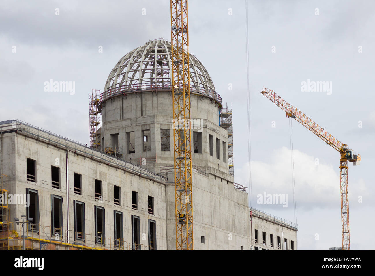 Berlin, Allemagne - 30 mars 2016 : Chantier de la reconstruction du Palais de la ville de Berlin (Berliner Stadtschloss) Banque D'Images