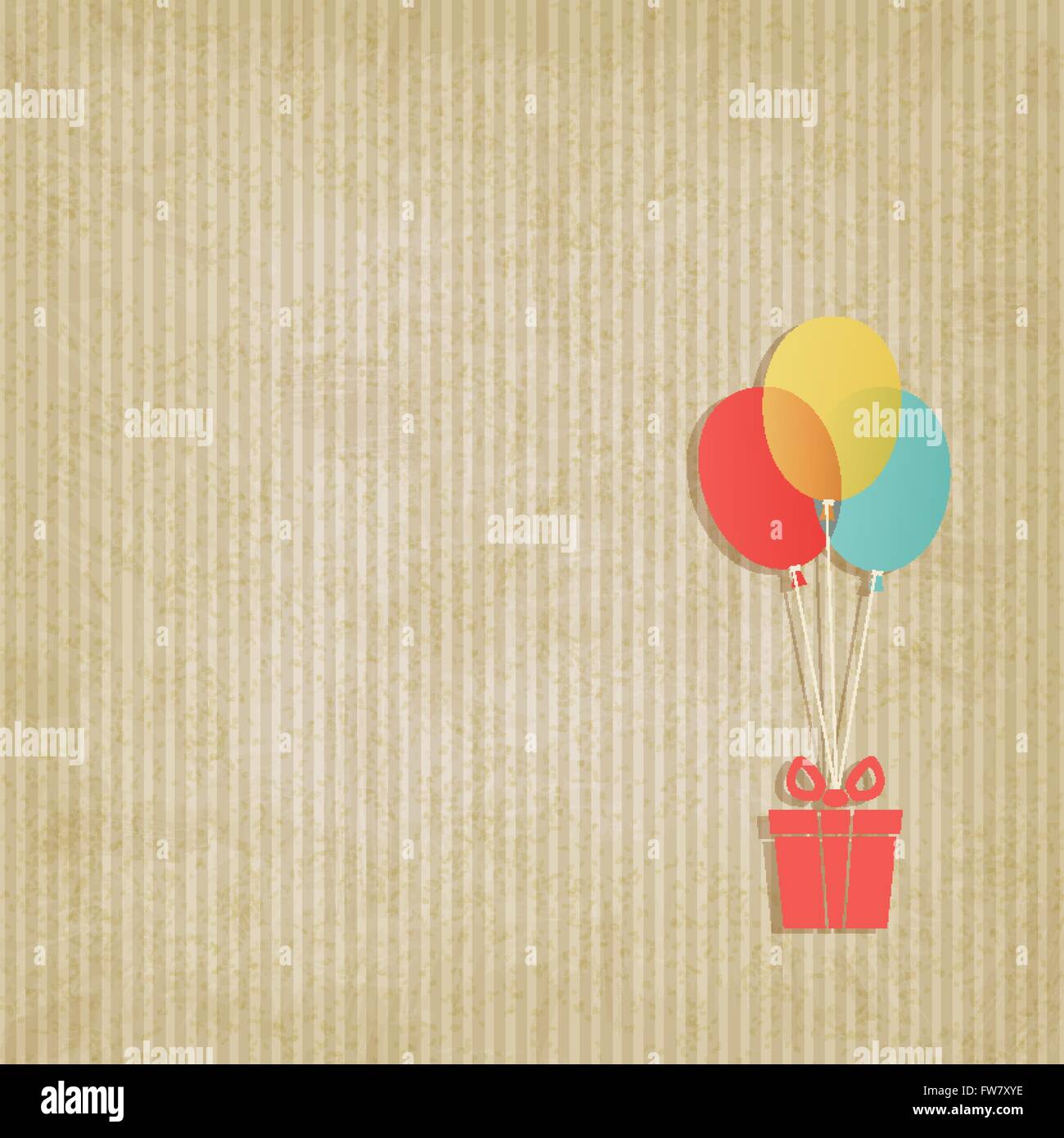 Don de ballons sur fond rayé rétro - vector illustration EPS 10. Illustration de Vecteur