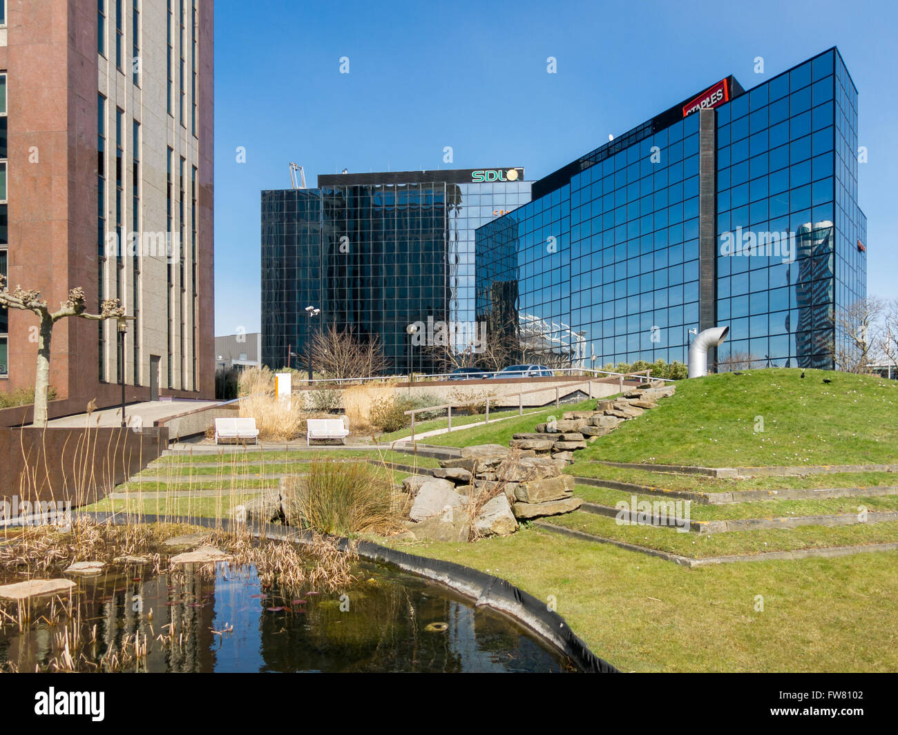 Immeubles de bureaux du quartier d'affaires, III Amstel Amsterdam Zuid-oost, Pays-Bas Banque D'Images