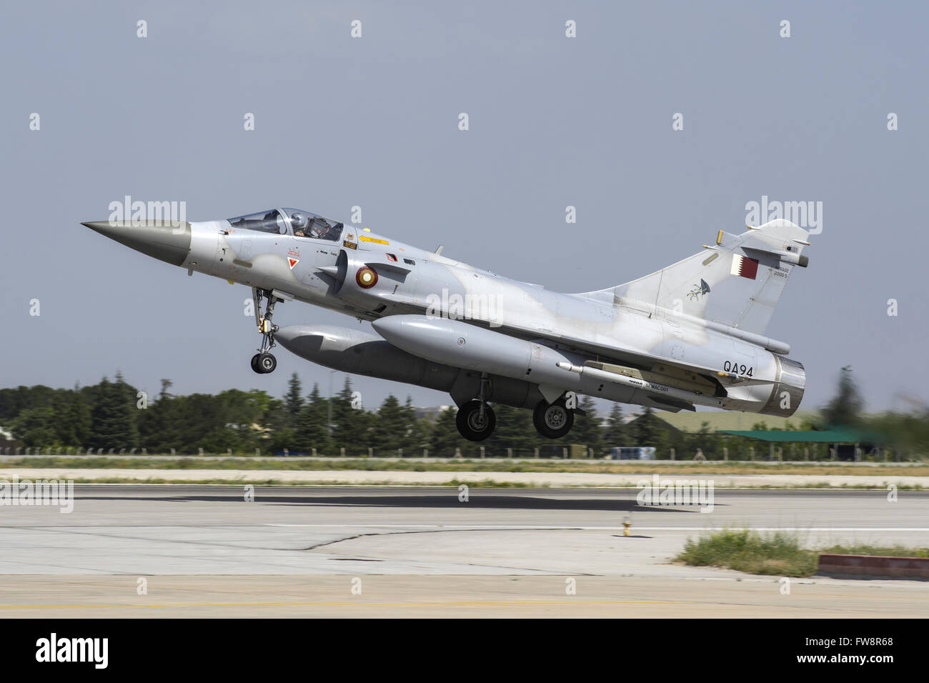 Une Force aérienne Qatarie Mirage 2000-5EDA/5PDD participant à l'exercice international Anatolian Eagle 2014-2 à Konya, Turquie. Banque D'Images