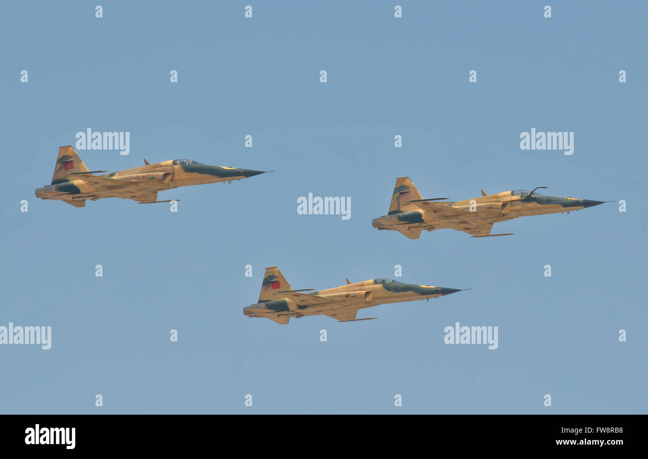 La Force aérienne royale marocaine des avions F5 en vol au Marrakech