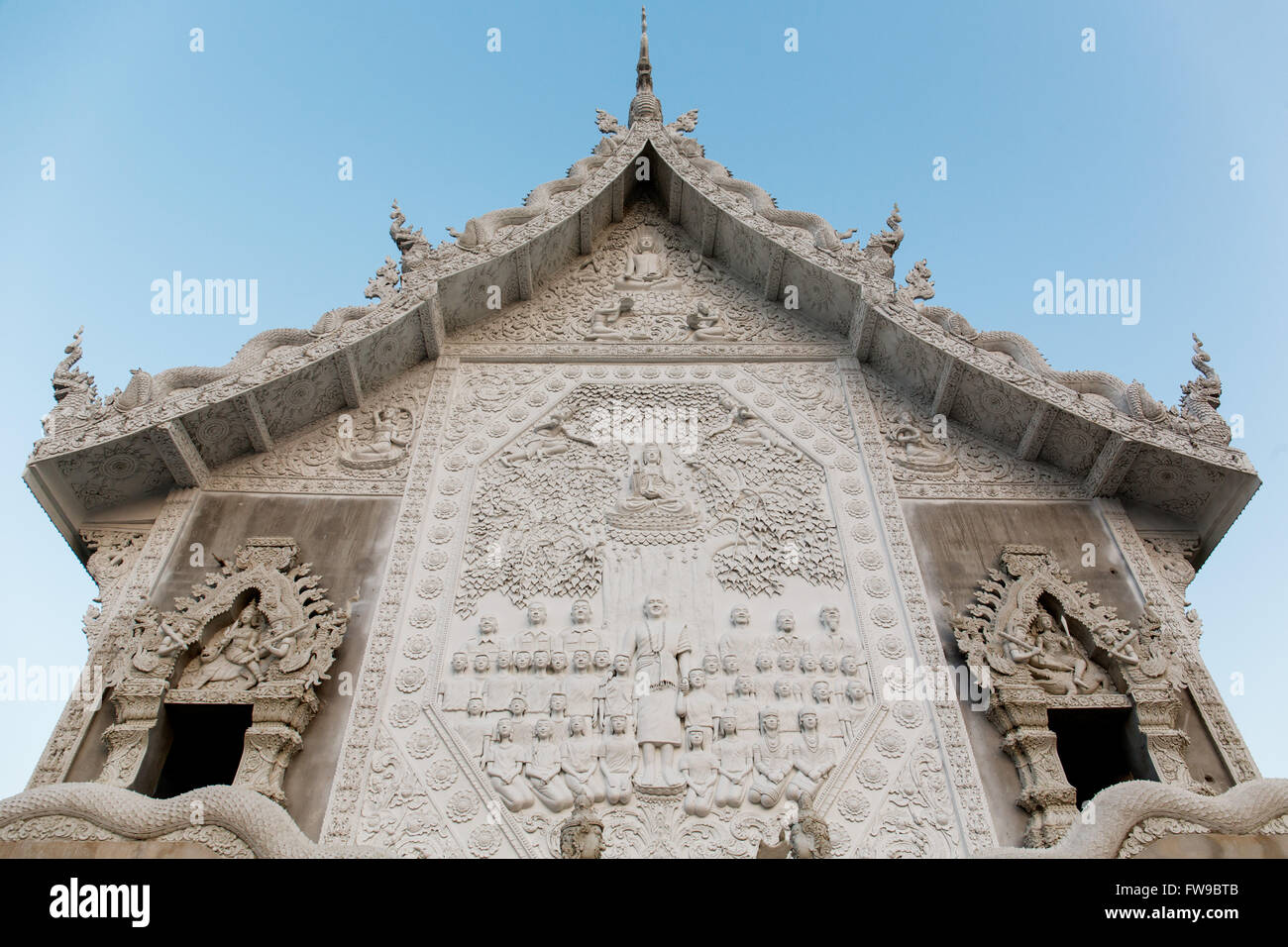 Au secours de l'bot Wat Huay Pla Kang temple bouddhiste, fresques, province de Chiang Rai, dans le Nord de la Thaïlande, Thaïlande Banque D'Images