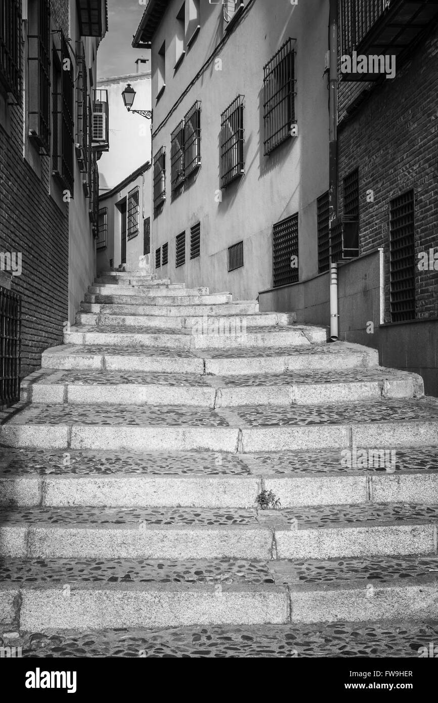 Escalier et l'architecture de Tolède, Espagne Banque D'Images