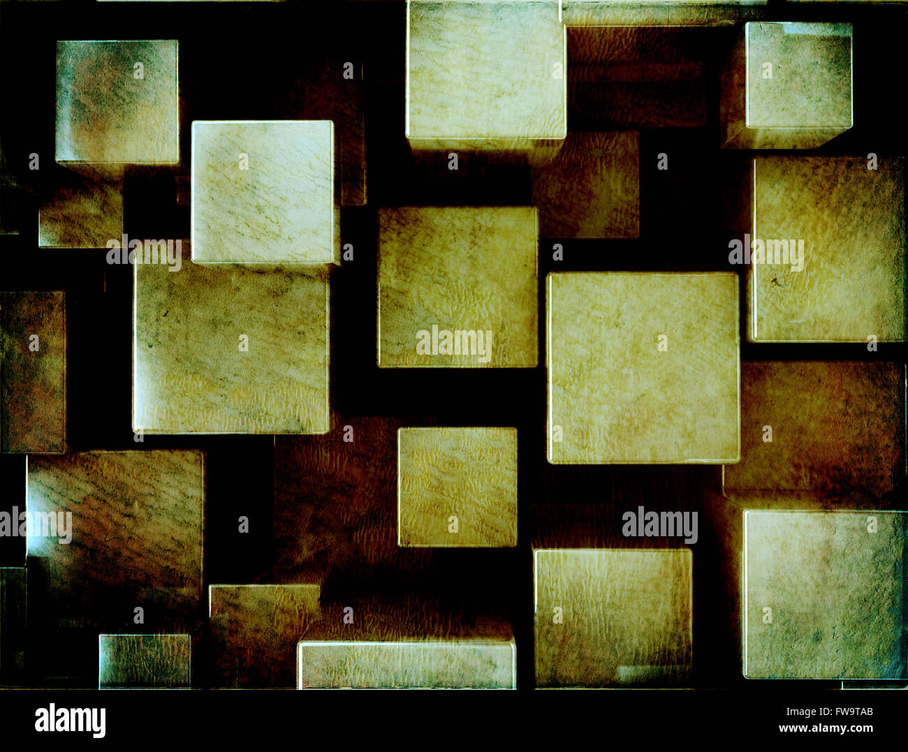Grunge avertir abstract cubes 3d Banque D'Images