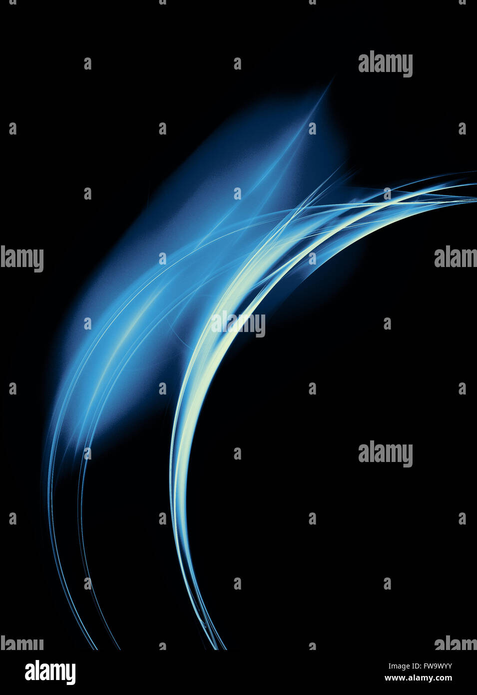 Abstract blue fire sonnerie fractale sur fond noir Banque D'Images