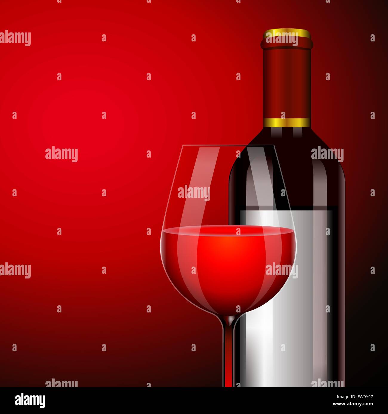Vin rouge dans le verre et la bouteille dans un ton sombre Illustration de Vecteur