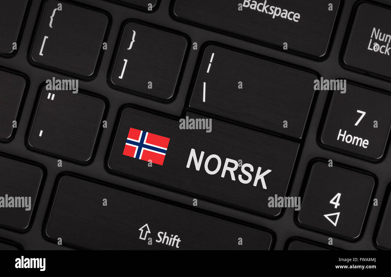 Bouton Entrée avec drapeau Norvège - Concept de l'apprentissage de la langue (ou traduire) Banque D'Images