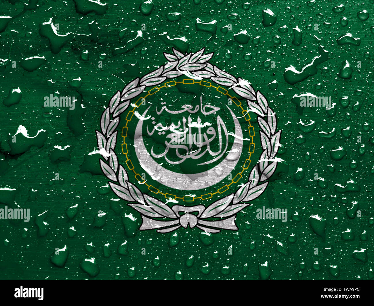 Drapeau de la Ligue arabe avec des gouttes de pluie Banque D'Images