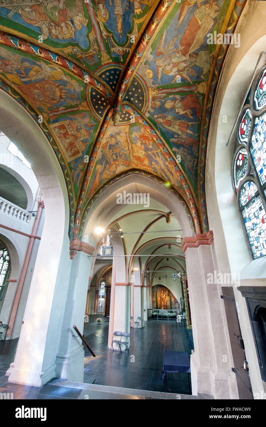 Köln, Altstadt-Süd, romanische Kirche Sankt Maria in Lyskirchen, Gewölbefresken Seitenkapelle der nördlichen Banque D'Images