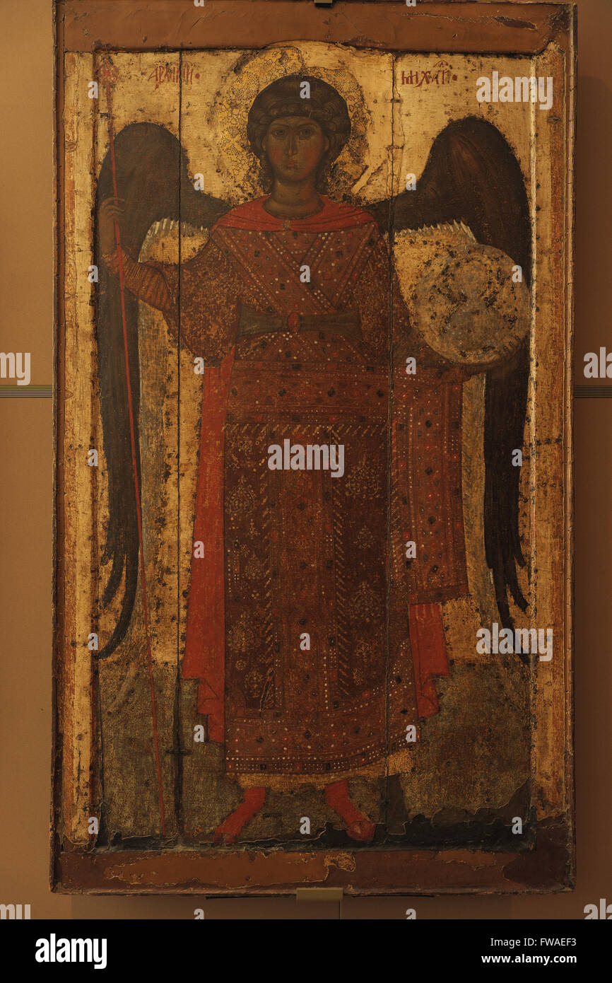 L'icône 'Archange', de Yaroslavl, 14e siècle, la Galerie Tretiakov, Moscou, Russie. Banque D'Images