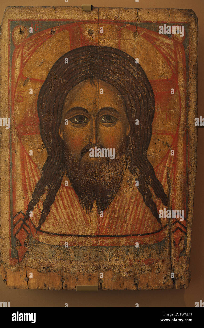 L'icône "Sainte Face", de Yaroslavl, 14e siècle, la galerie Tretiakov, Moscou, Russie. Banque D'Images