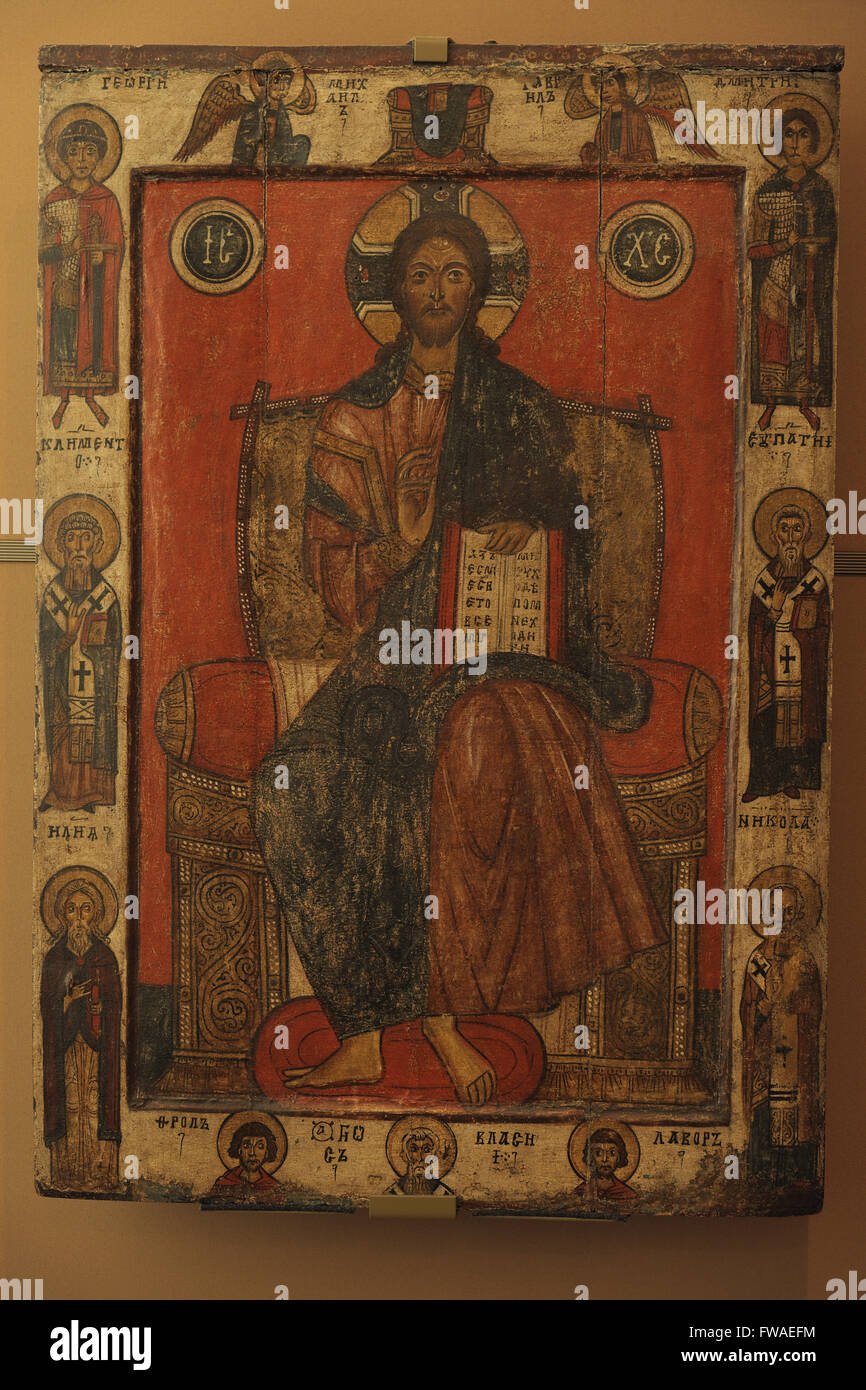 Enthrowned "sauveur", l'icône d'novgarod, 13e siècle, la galerie Tretiakov, Moscou, Russie. Banque D'Images