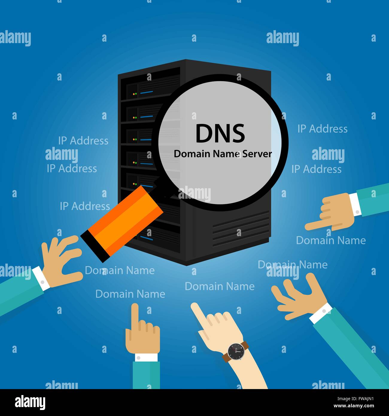 DNS Domain Name System Server Illustration de Vecteur