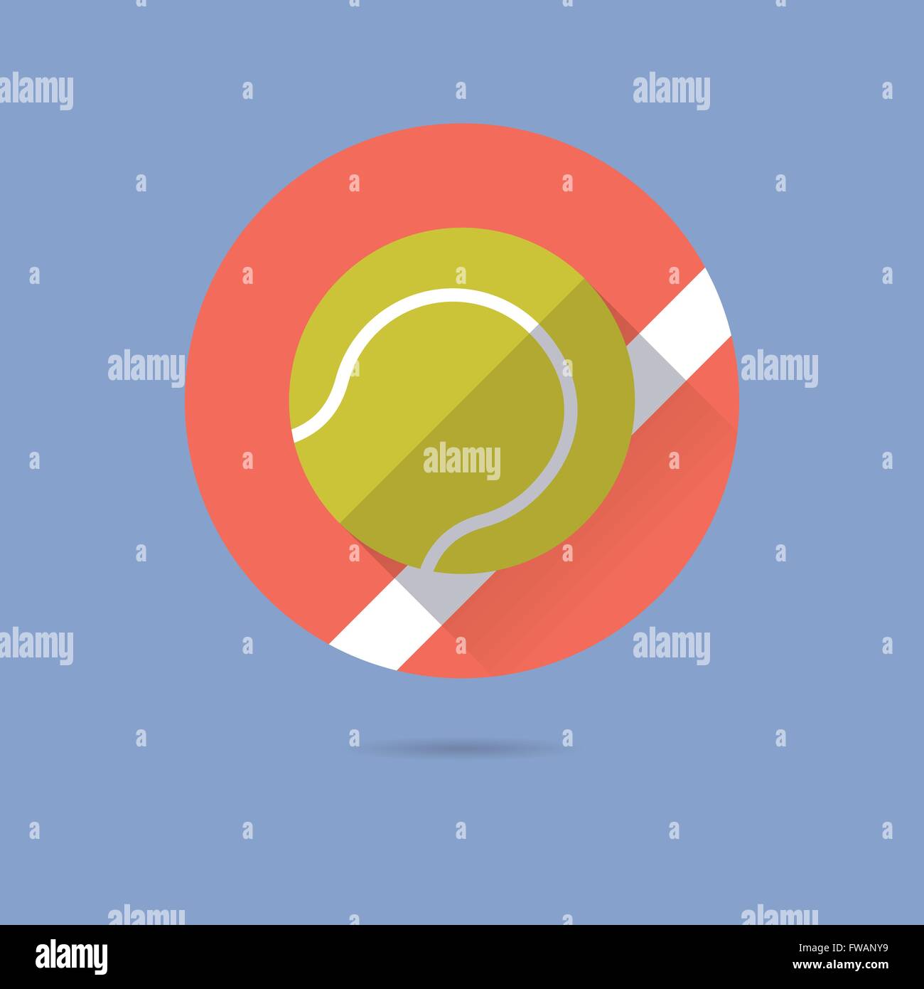 Balle de tennis plate Ombre portée de l'icône vecteur Illustration de Vecteur