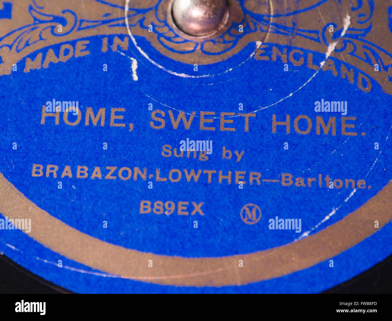 Cours de langue, l'enregistrement Linguaphone English songs, vieille laque, enregistrez "home sweet home" Brabazon Lowther baryton close up Banque D'Images