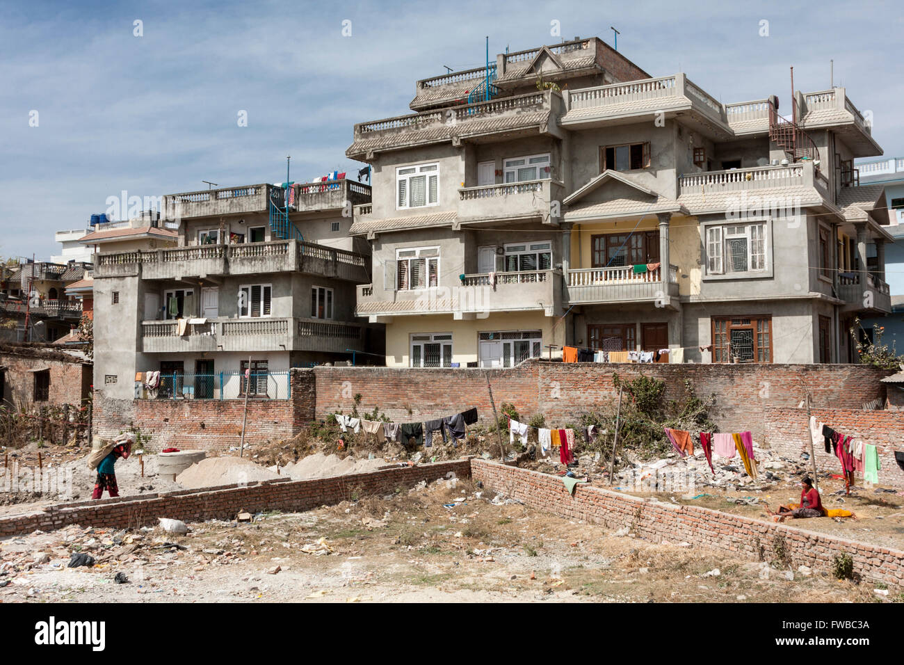 Bodhnath, au Népal. Nouveau boîtier multi-étages. Banque D'Images