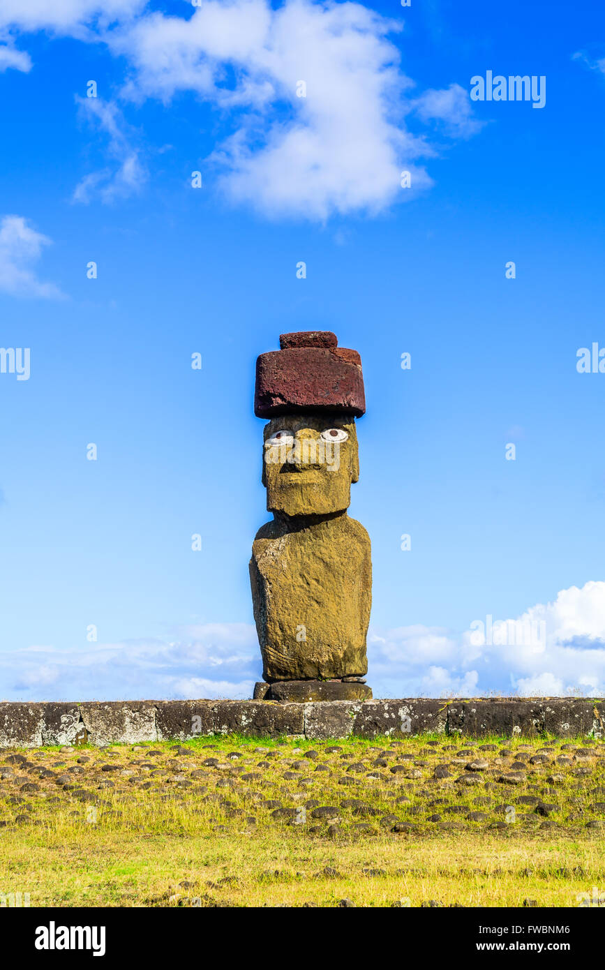 À Moai Ahu Ko Te Riku en Tahat complexe archéologique, l'île de Pâques, Chili Banque D'Images