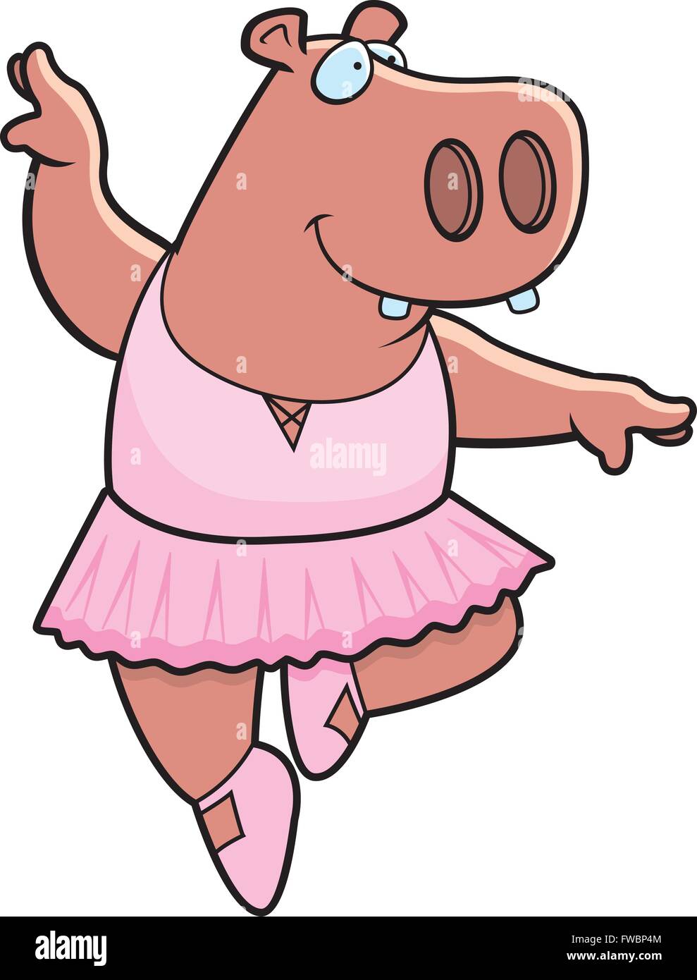 Une bonne caricature hippopotame ballerine dans un tutu. Illustration de Vecteur