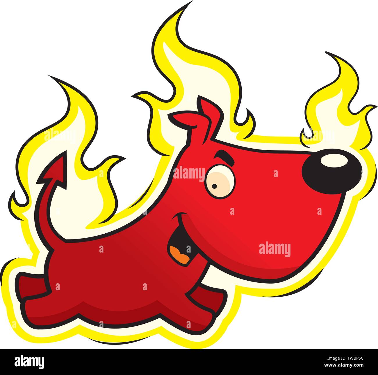 Un dessin animé devil dog running et souriant. Illustration de Vecteur