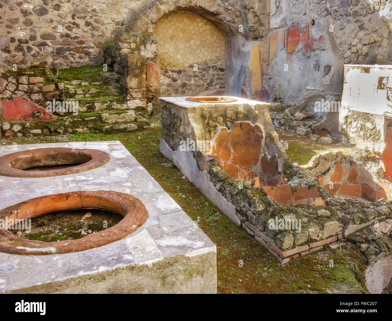 Restes de nourriture et boissons Shop Herculanum Campanie Italie Banque D'Images