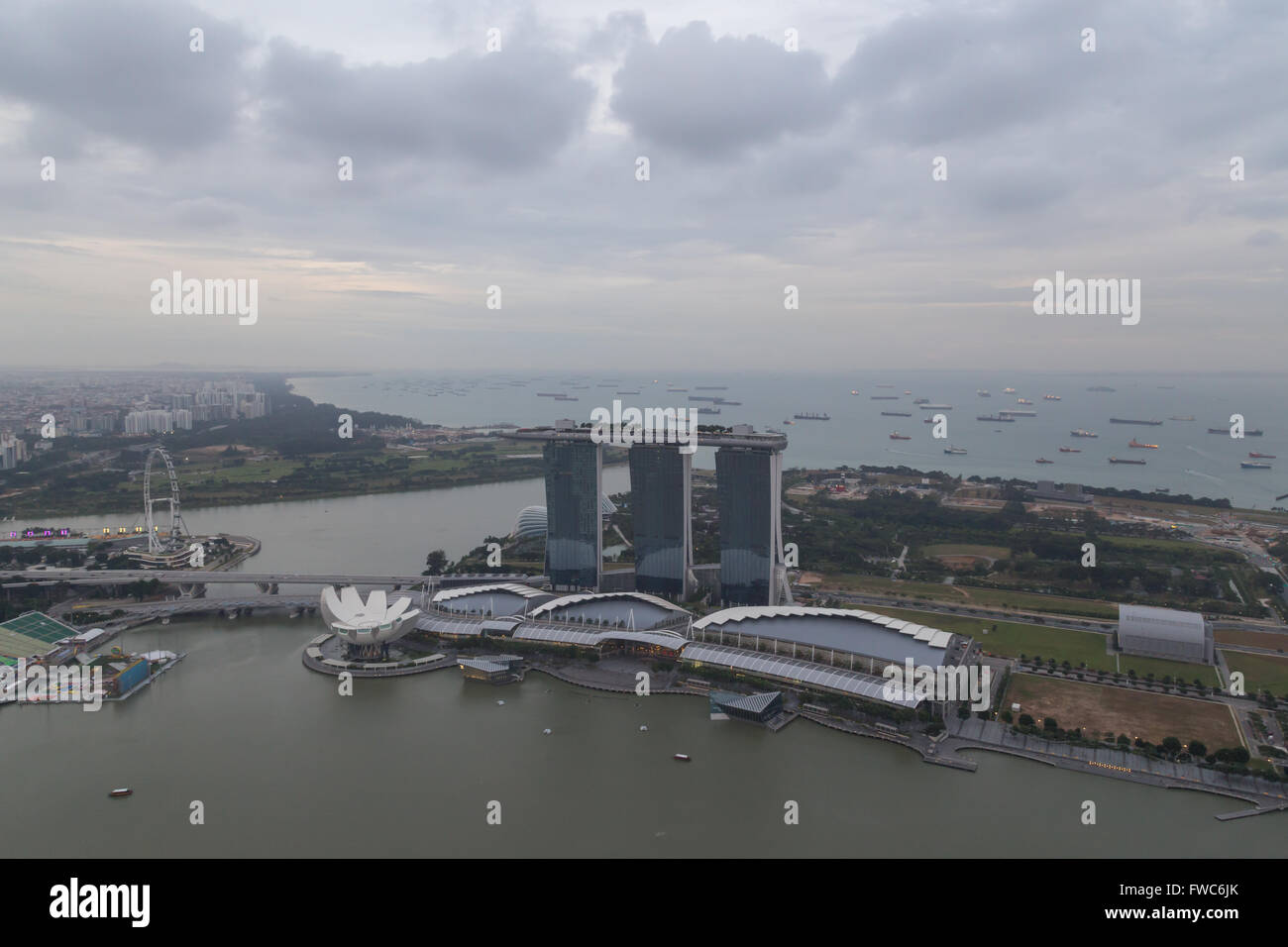 Singapour, Singapour - Février 02, 2015 : Vue aérienne de la Marina Bay Sands Hotel Banque D'Images